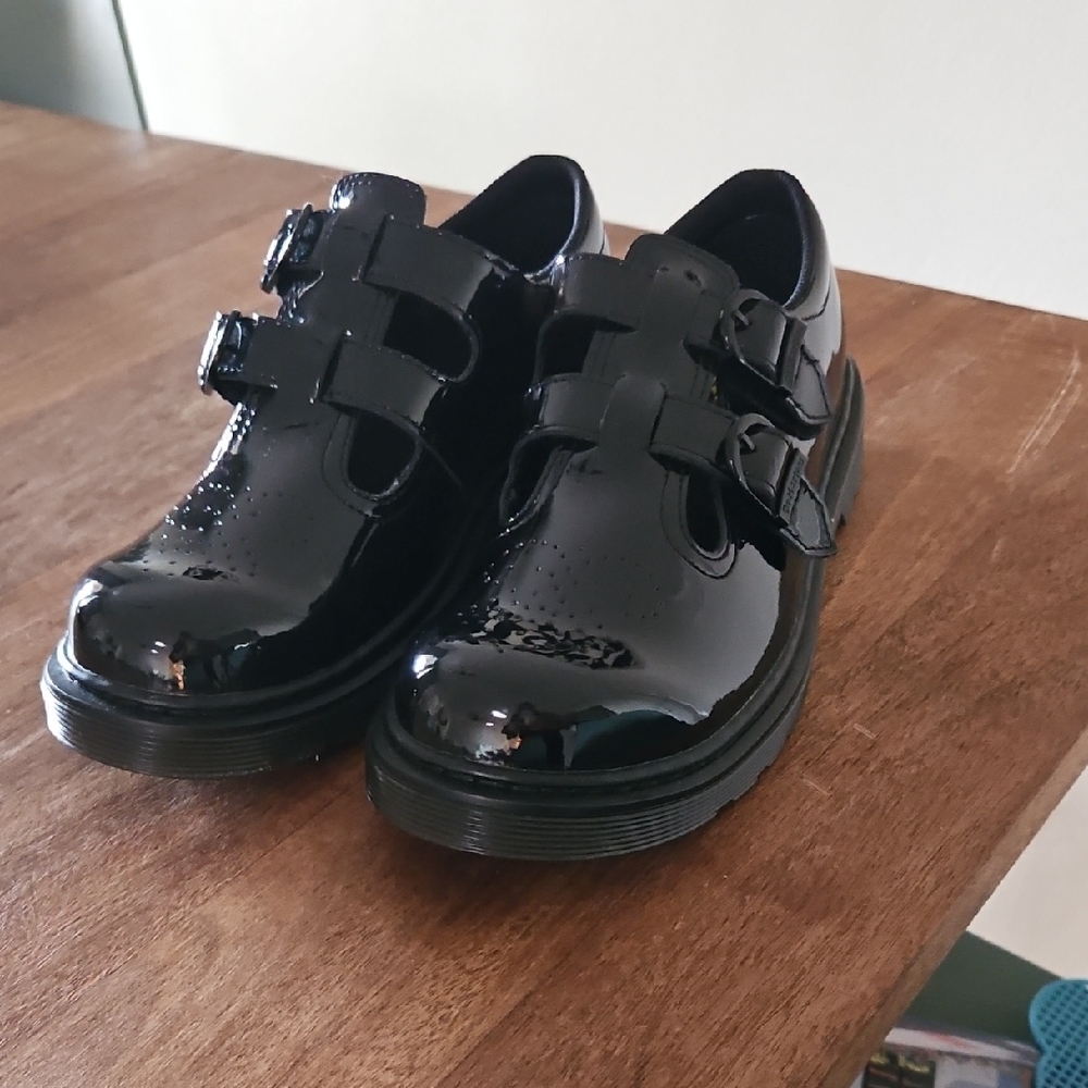 Dr. Martens Patent Leather Double Monk Strap Shoes in Black